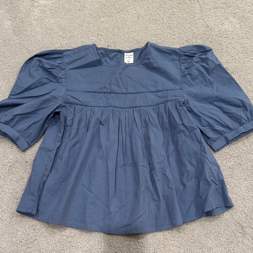 Melrose and Market Blue Puff Sleeve Blouse